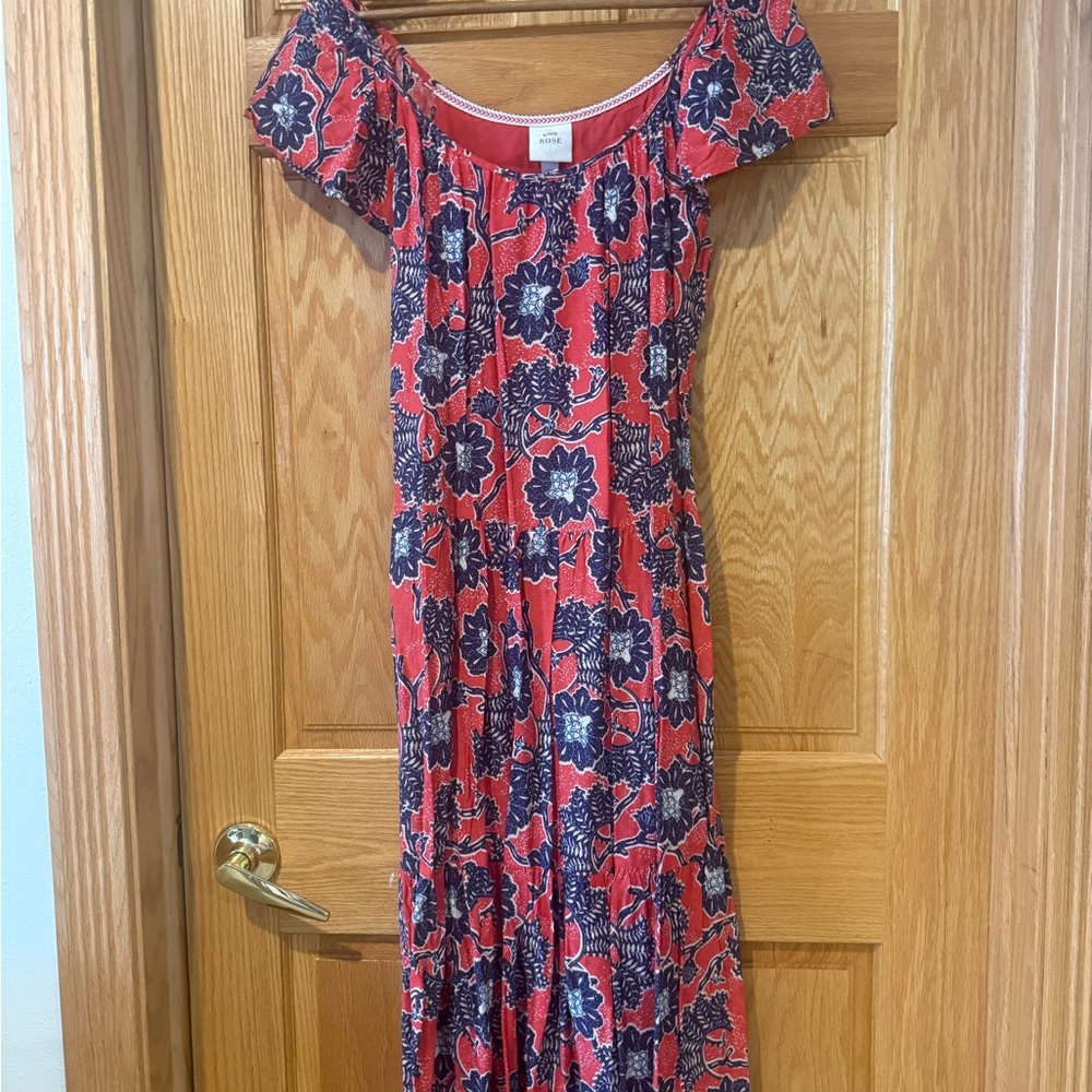Knox Rose Coral and Navy Floral Maxi Dress